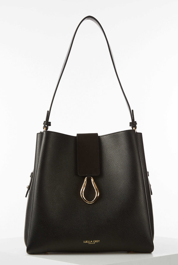 Henrietta Black Multi Compartment Hobo