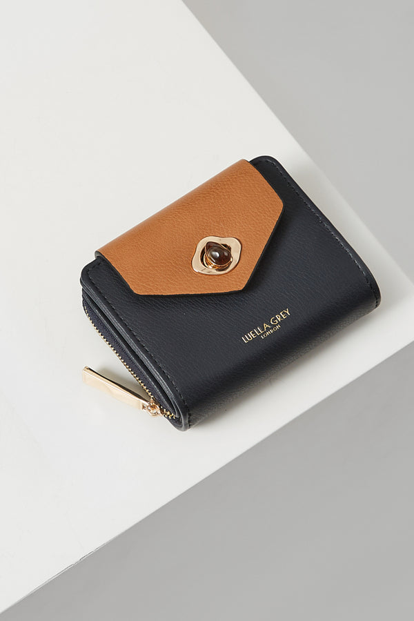Hettie Di Navy/Tan Zip Around Small Purse
