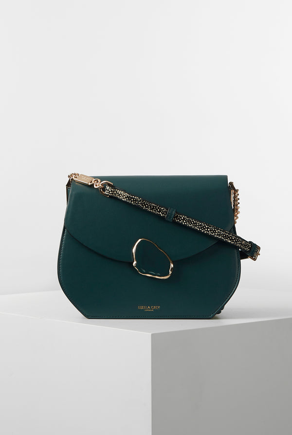 Lily Petrol Enamel Clasp Crossbody